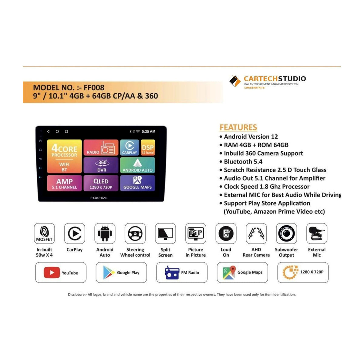 QLED Android Head Unit with 360 - Shreenathji's Car-Tech Studio