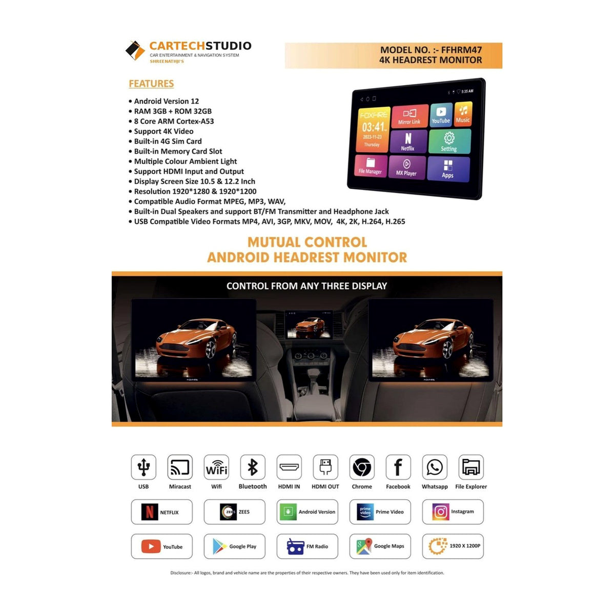 4K Headrest Monitor - Shreenathji's Car-Tech Studio