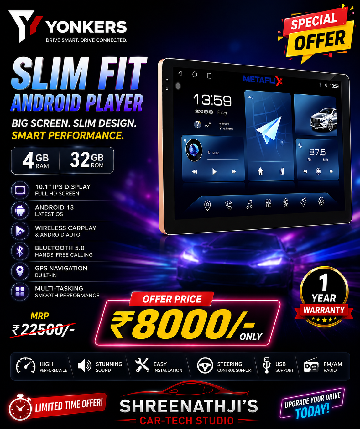 Premium Car Android Head Unit with Cooling Fan