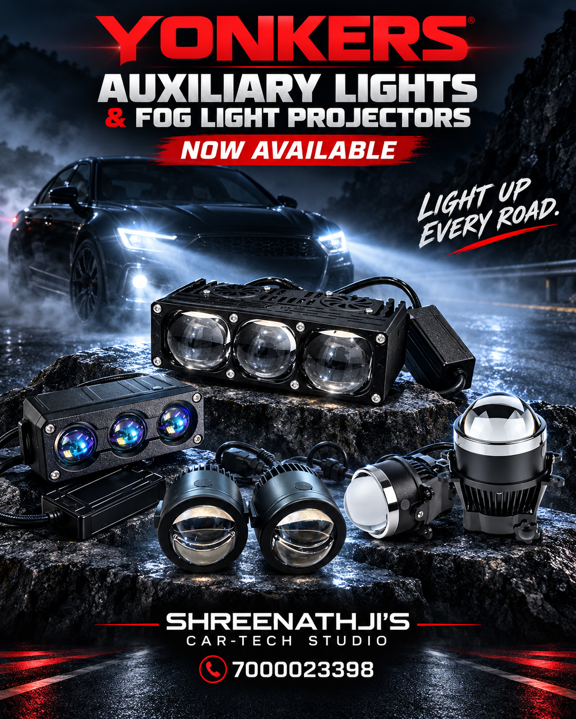 LED Headlight Projector Lens Kit for Cars - Shreenathji's Car-Tech Studio